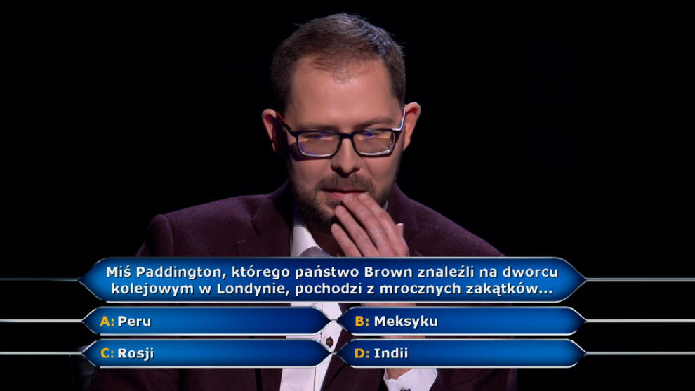 Milionerzy: Pytanie za milion złotych dotyczyło misia Paddingtona